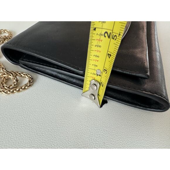 Skagen Crossbody Bag Black Leather Chain Link Clutch Cow Hide Envelope - Picture 10 of 15